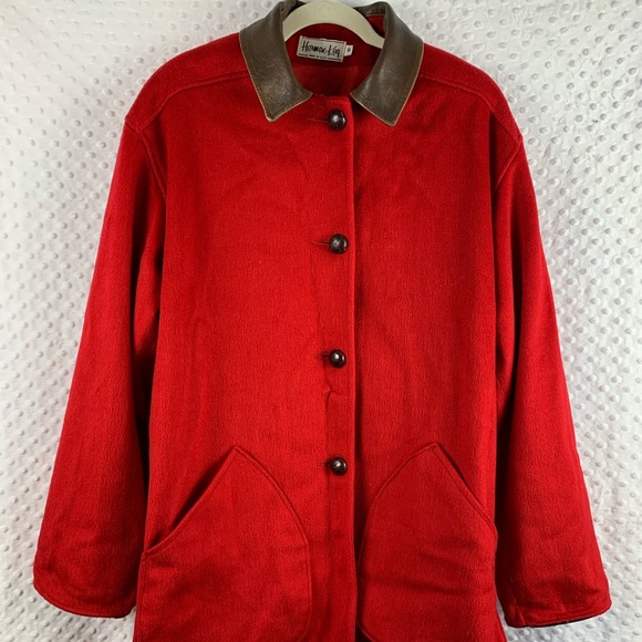 VINTAGE HERMAN KAY Coat Long Red Wool - Picture 1 of 8